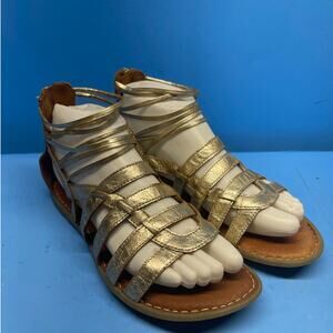 Born Metallic Gold Strappy Gladiator Sandals Size 7 M Strappy Shoes